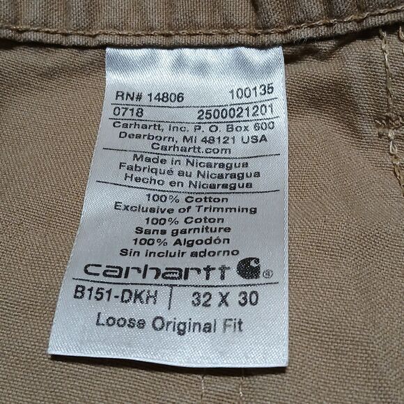 Carhartt Pants Mens 32x30 Beige Cargo Carpenter B151 DKH Loose Original Fit Work - Picture 3 of 15